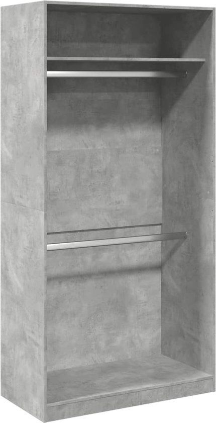 vidaXL Kledingkast 100x50x200 cm bewerkt hout betongrijs
