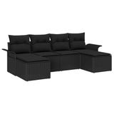 vidaXL Tuinbank Set Zwart Poly Rattan 4 Zitplaatsen