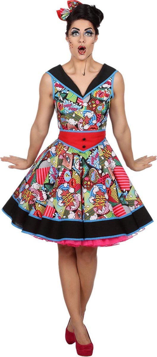 Wilbers Pop-Art Rock & Roll jurk Dames - Maat 44 - Polyester - EAN: 8714438773253