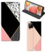 B2Ctelecom Samsung Galaxy A42 Book Case Kunstleer/TPU Zwart Roze Vormen