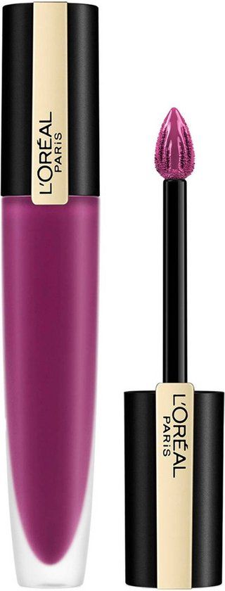 L'Oréal Paris Rouge Signature Lipstick - 104 I Rebel - Violet - Matte Liquid Lipstick - 7ml