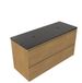 Saniclass Holz Pure Badkamermeubelset - 120x45x63cm - Noche basalten wastafelblad gepolijst - 1 wasbak - zonder kraangat - 4 lades - mat eiken natural