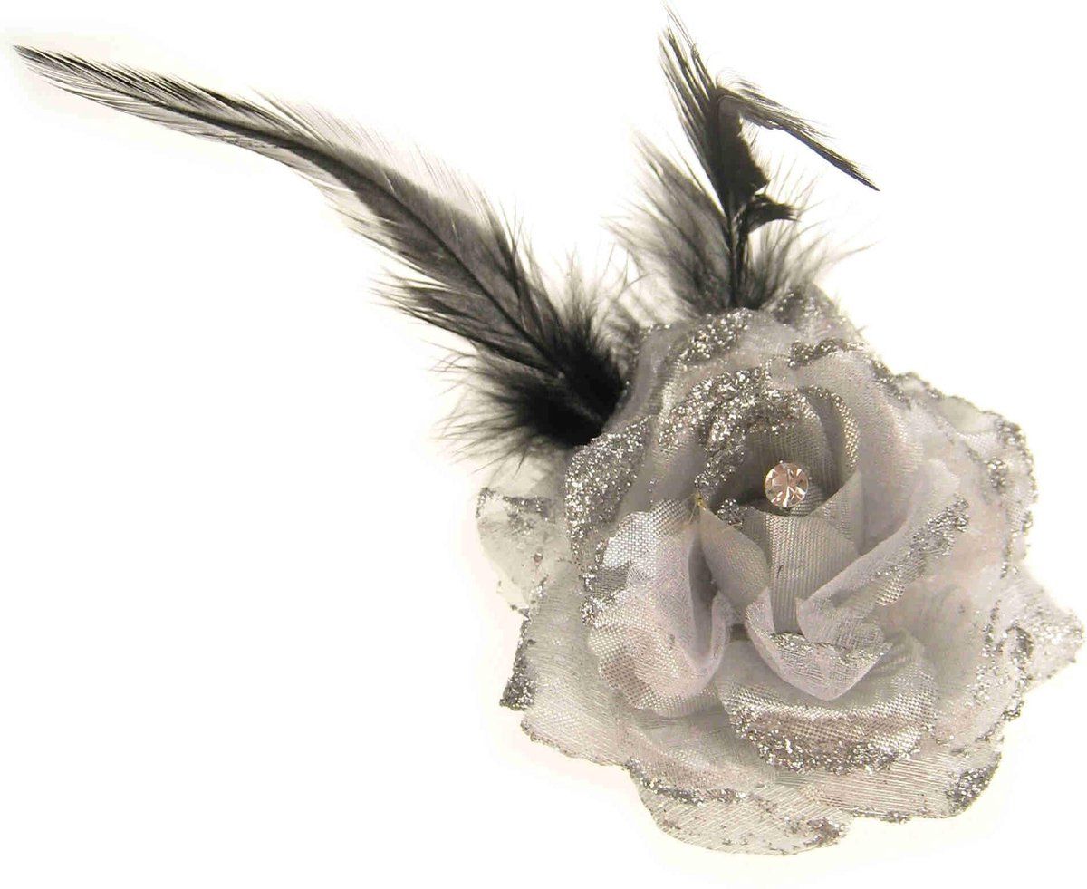 Themaparty Bloem met speld/clip zilver - Synthetisch - Zilver - 8713647258551