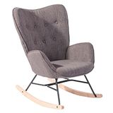 MEUBLE COSY Meubel Cosy schommelstoel in Scandinavische stijl, grijze stof, poten van echt beukenhout, donkergrijze stof