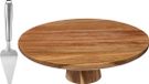 5Five Plat rond serveerschaal - acacia hout - 28 x 9 cm
