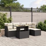 Maison Exclusive - Ensemble de meubles de jardin 6 pièces avec canapé et coussins, noir, en polyrotin