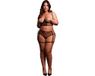 Le Désir Two Piece Set with Underwired Open-Cup Bra and Panty with Laced Up Details - Plus Size - Black