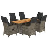 VidaXL 9-delige Tuinset met Kussens Poly Rattan Grijs