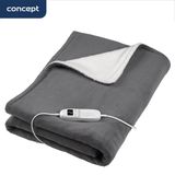 Concept Elektrisch warmtedeken Tweepersoons 180x130 cm 9 warmtestanden Fleece Grijs