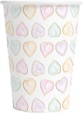 Globos Papieren Bekers 210ml Watercolors Hearts - 8st.