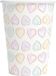 Globos Papieren Bekers 210ml Watercolors Hearts - 8st.