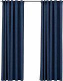vidaXL Gordijnen linnen-look verduisterend haken 2 stuks 140x225 cm blauw