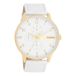 OOZOO Goudkleurige horloge met witte leren band - C11305