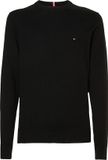 Tommy Hilfiger O-hals trui katoen met kasjmier - zwart (Black) - Maat: S