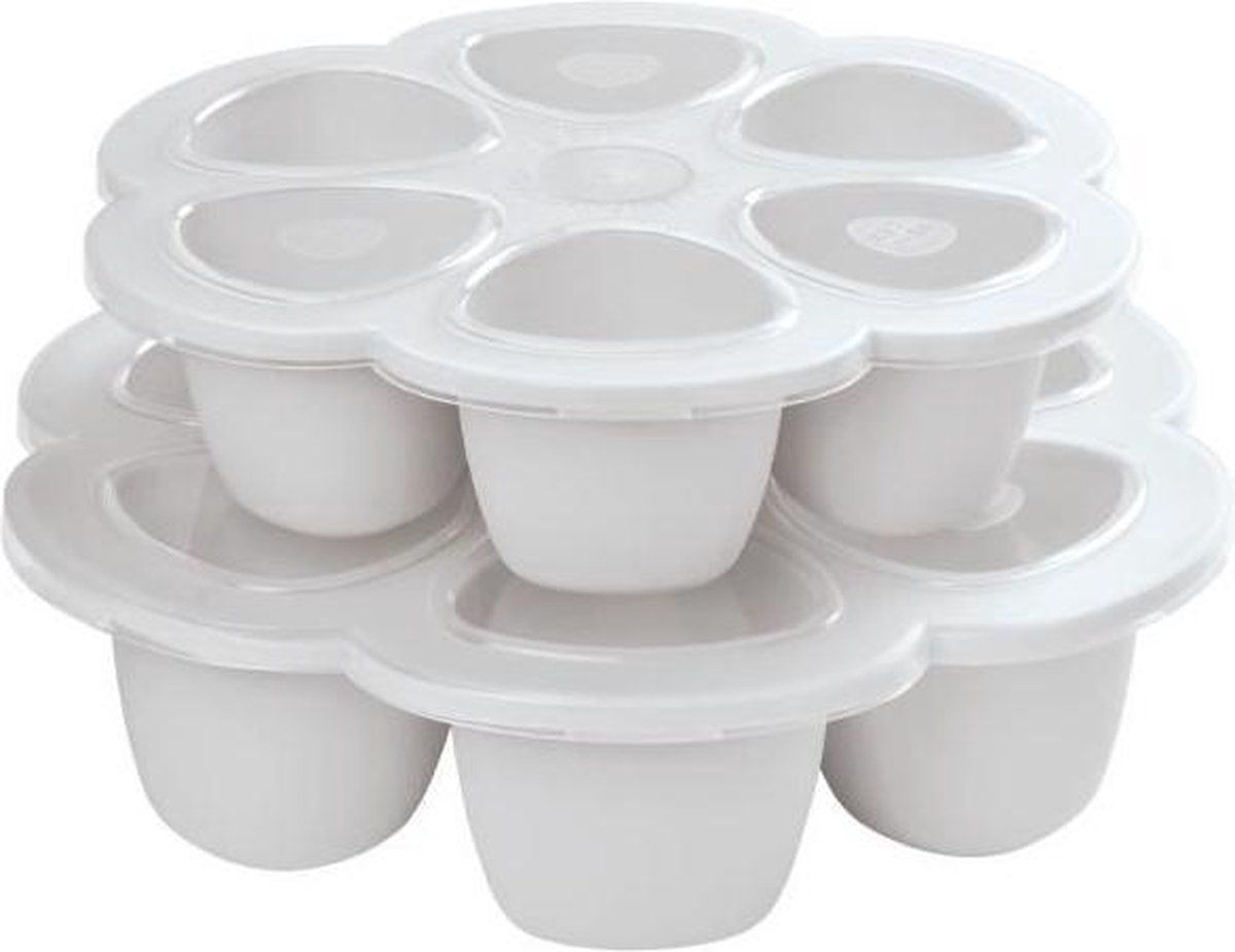 Béaba Multiportion voorraadbeker 6 x 90 ml lichtgrijs
