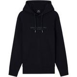 Armani Exchange V-Neck Hooded Cotton Sweatshirt with Long Sleeves - Black