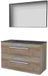 Basic-Line Framed 46 Badkamermeubelset - 100 x 46 cm - Met Grepen - 2 Lades - Hardstenen Wastafel - Zonder Kraangat - Spiegel met Zwart Aluminium Frame - Scotch Oak