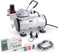 Fengda Airbrush Set FD-18-2K met compressor FD-18-2 Airbrush FE-130 en accessoires Airbrush Set AS-18-2K met compressor AS-18 Airbrush BD-130 en accessoires Inhoud: 1 x Air Compressor AS18-2 Motor: 220-240V 50Hz / 110-120V 60Hz Rotatiesnelheid: 1450 rpm / 1700 r