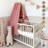 LILIMAUS Klamboe voor ledikant met gouden details - hemeltje babybed - mousseline katoen - 140 cm - oudroze