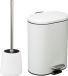 5Five Accessoires voor badkamer/toilet - WC-borstel en pedaalemmer 6L - wit