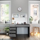 Vicco Kaptafel Sherry Grijs 120 cm met spiegel