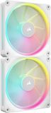 Corsair iCUE LINK LX140 RGB 140 mm PWM Ventilatoren Dubbel Pakket – Dubbele Lichtlussen – Inclusief iCUE LINK System Hub – CORSAIR AirGuide Technologie – Wit