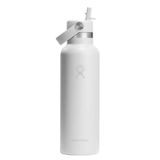 Hydro Flask Standard Flex Straw Cap 621 ml (21 oz) Bottle – Roestvrij Staal, Lekdicht, Bekerhouder Compatibel – Geïsoleerd 24 Uur Koud – White
