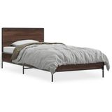 vidaXL Cadre de lit Chêne marron 200x200 cm Bois & Métal