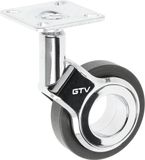 GTV - GIRA meubelwielen | Zwenkwielen | Wielen voor meubels | Zonder rem | Diameter 60 mm | Gemaakt van kunststof en staal | Zwart + chroom