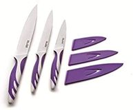 Ibili keukenmes Easycook met lemmetbeschermhoes, 15 cm, paars/wit, roestvrij staal, 25 x 5 x 2 cm, 2 stuks
