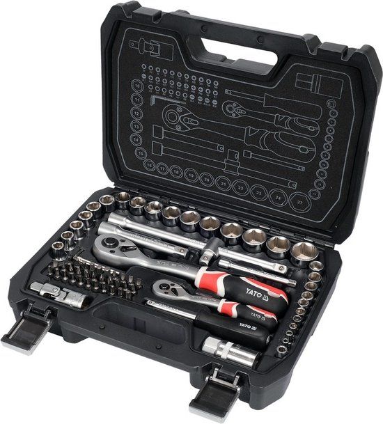 YATO Professionele Dopsleutelset en bitset - 72-Delig - 1/2& 1/4