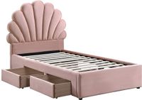 Vente-unique Cadre de lit velours rose 90 x 190 cm