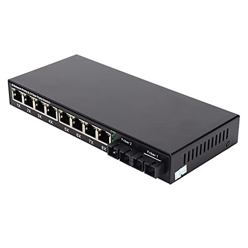 needlid Ethernet Media Converter, Fiber Media Converter 2 Fiber 8 Poorten Dual Interface 10/100/1000M Dual Mode for Office for Home