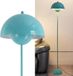 Alpinaluz Lampe sur pied en acier avec abat-jour incurvé, style scandinave moderne et rétro, lumière indirecte, douille E27, interrupteur au pied pour salon, chambre ou salle à manger (turquoise)
