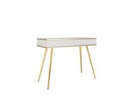 Glamoureuze tafel de maquillage blanche avec pieds dorés, 102 x 80 x 50 cm