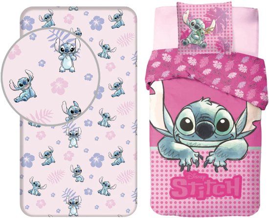 4KidsOnly Jerry Fabrics Lilo & Stitch Dekbedset - Katoen - Junior - Roze