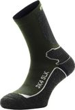 Enforma SLK-3K4 Chaussettes de randonnée en mérinos - Chaussettes de sport thermorégulatrices - Support de tendon d'Achille - Forme anatomique - Vert/Noir - Taille XL 45-47