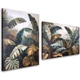 Tableaux Sur Toile Lot Jungle Feuilles De Palmier Monstera Bananier 2 x 30x45 cm