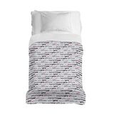 PENSIERI DELICATI Sprei 170 x 280 cm, eenpersoonslaken 100% katoen pique, ideaal als meubeldeken, voor eenpersoonsbed, patroon Love Grey, 100% Made in Italy