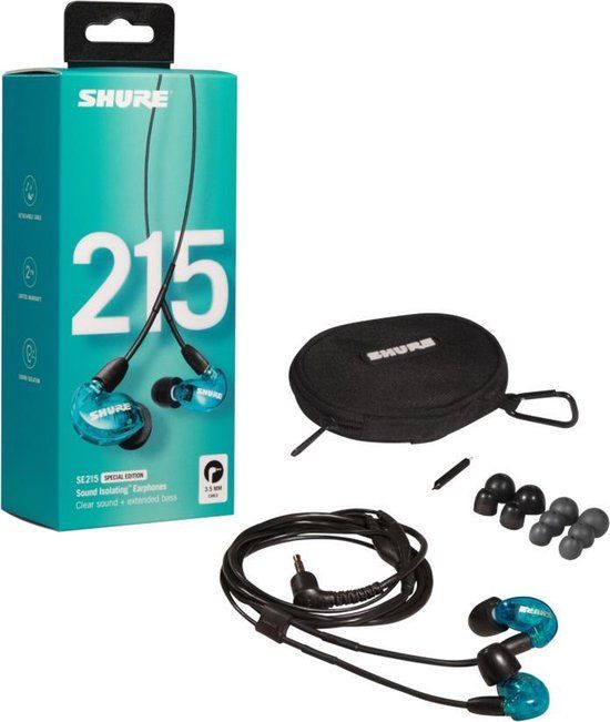 Shure SE215SPE-EFS Professionele over-the-ear oortelefoon - blauw