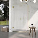 FortiFura Galeria Douchecabine - 140x80x200cm - Helder Geribbeld Veiligheidsglas - Geborsteld Messing
