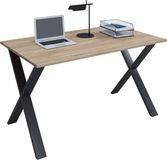 VCM bureau, 140 x 50 x 76 cm, Spaanplaat, Zwart/Sonoma-Eiche, Verstelbare hoogte, Geschikt voor gamen
