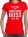 Bellatio Decorations Awesome Boss tekst t-shirt rood dames