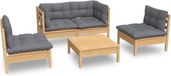 The Living Store Loungeset Grenenhout - 4-persoons - Grijs
