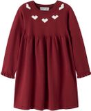 NAME IT Robe en tricot Coton biologique Manches longues Col rond Uni Red Dahlia1 116