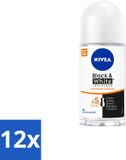 NIVEA 12 x Deodorant Roller - Black & White Ultimate Impact - 72 Uur Anti-Transpirant - 50 ml