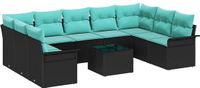 vidaXL Tuinbank Set 10 st Zwart poly rattan