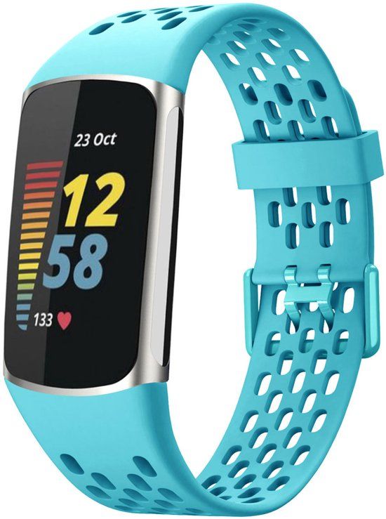 imoshion Fitbit Siliconen sport bandje - Geschikt voor Fitbit Charge 5/ Charge 6 - Turquoise
