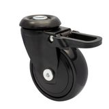 WAGNER 01337701 Ultrawendbare 360° - 3C - design-stuurrol/meubelrol - zwart, zacht, ruggat, vergrendeling compatibel met TENO meubelpoten, diameter Ø 75 mm, bouwhoogte 100 mm, draagkracht 75 kg