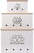 Unyqoos® Set de 3 pots de stockage pour pommes de terre, oignons et ail – Rangement de cuisine blanc en acier thermolaqué avec couvercles en bois